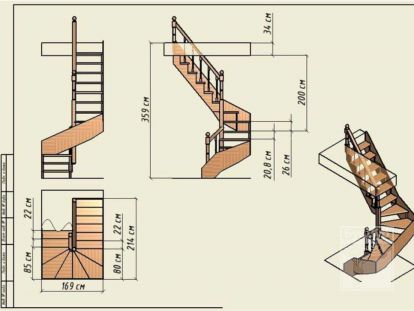 Расчёт высоты прохода по лестнице под потолком